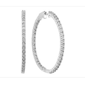 Effy Silver Diamond Hoops Earrings